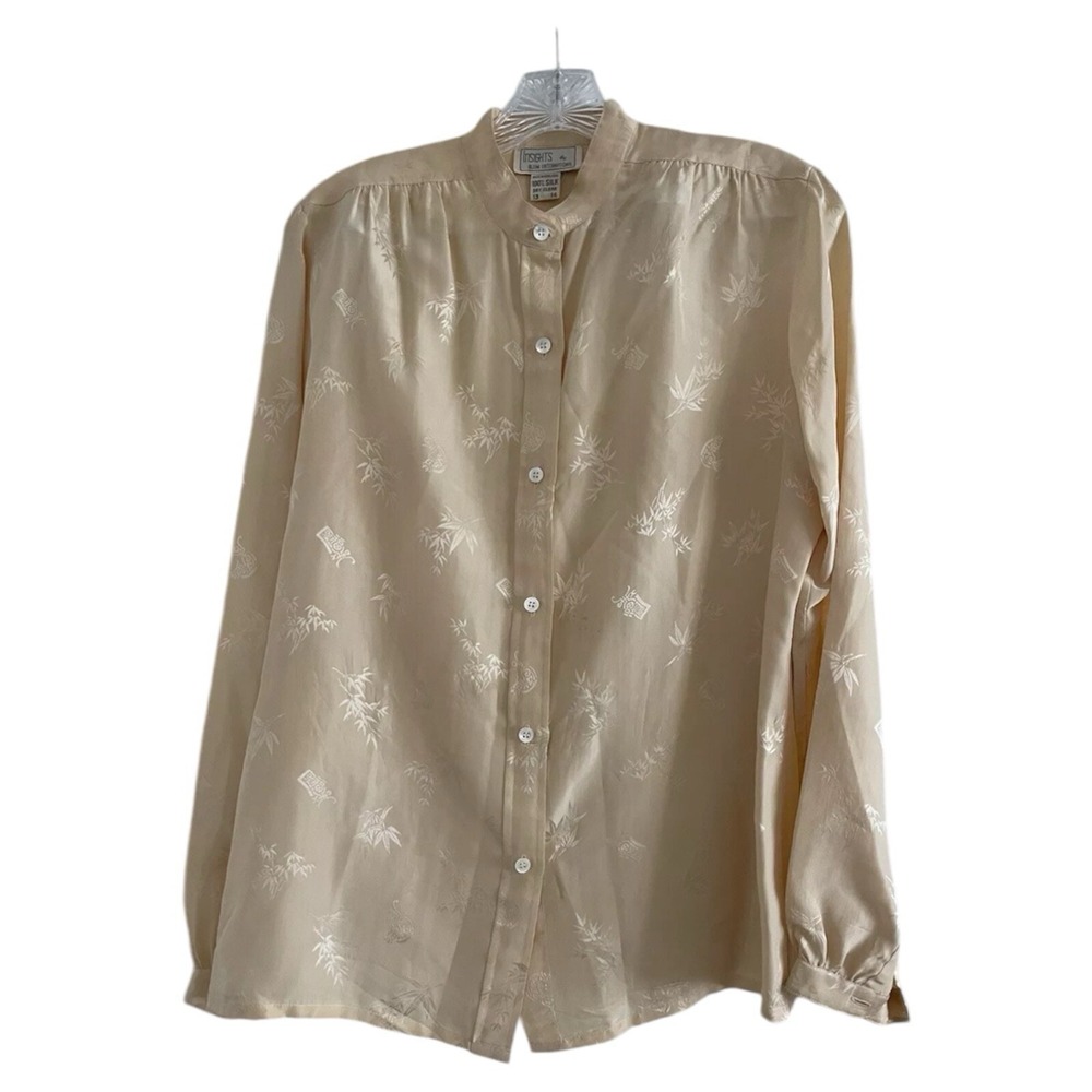 INSIGHTS by Blum International Women's Yellow Silk Button Down Blouse-Size 13/14